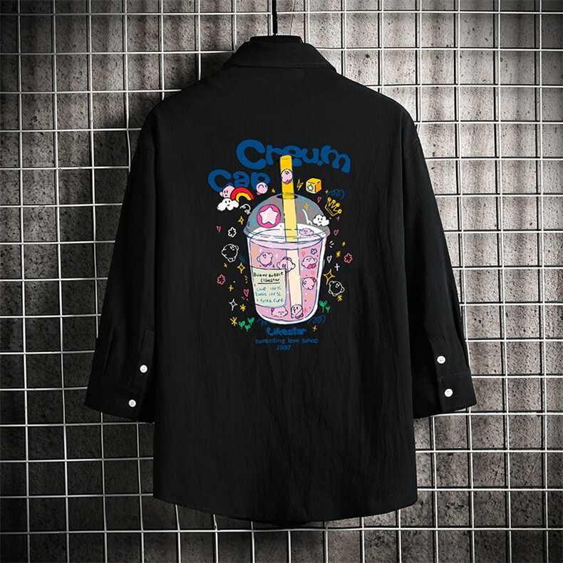 QC58332-P45亚麻七分袖衬衫男大码五分袖衬衣男短袖，男装T恤，电商A040A