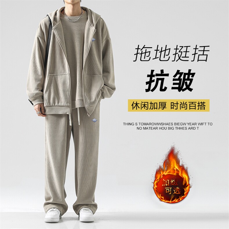 条绒加绒加厚秋冬季潮牌休闲运动三件套SJT862特批176加绒特批206,男装休闲套装,星座718