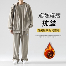条绒加绒加厚秋冬季潮牌休闲运动三件套SJT862特批176加绒特批206，男装休闲套装，星座718