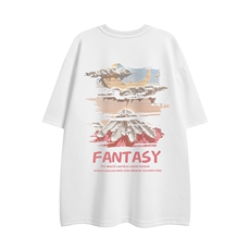白底23新款夏季美式复古雪山百搭宽松纯棉短袖T恤T6091P25控38，男装T恤，电商A268-1