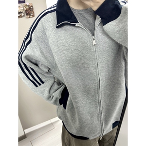 抖音得物高品质26春装美式高街重磅结构拼接织带立领卫衣外套CM42图片