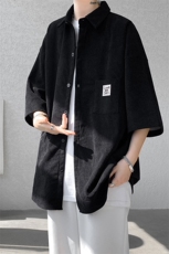 短袖衬衫男士夏季新款港风宽松大码灯芯绒衬衣CS005-P35，男装衬衫，星座214-3