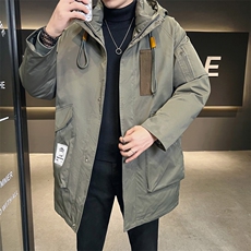 工装休闲宽松潮流中长款白鸭绒羽绒服Y1818特批220XZ402-2大货足，男装羽绒服，星座402-2