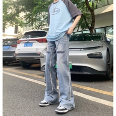 美式高街牛仔裤男韩版潮流个性帅2025秋冬季新款ins长裤RK982-P68，男装牛仔裤，星座412