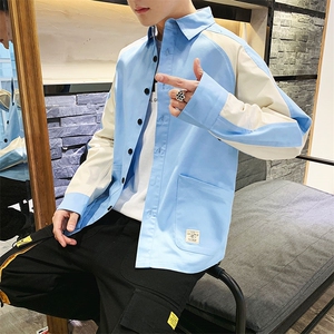 C903-P55衬衫男士长袖韩版潮流帅气衬衣服宽松百搭工装外套潮图片