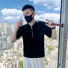 半拉链短袖t恤男polo衫夏季痞帅上衣2024新款高级感半袖T215，男装T恤，星座1116A-2（原606A-1）
