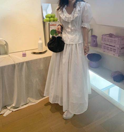 花边领上衣，女装，CHOCOLATE