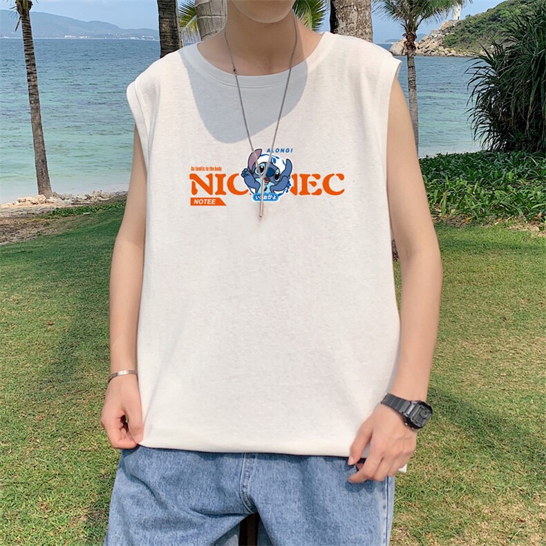！港风2023夏季无袖背心男加肥加大码宽松短袖T恤男BX260-P20，男装背心/马甲，电商B371