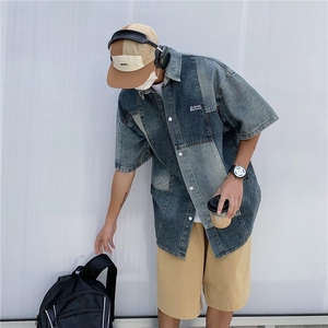 2025夏季新款男士宽松短袖衬衫潮流衬衣 C1011图片