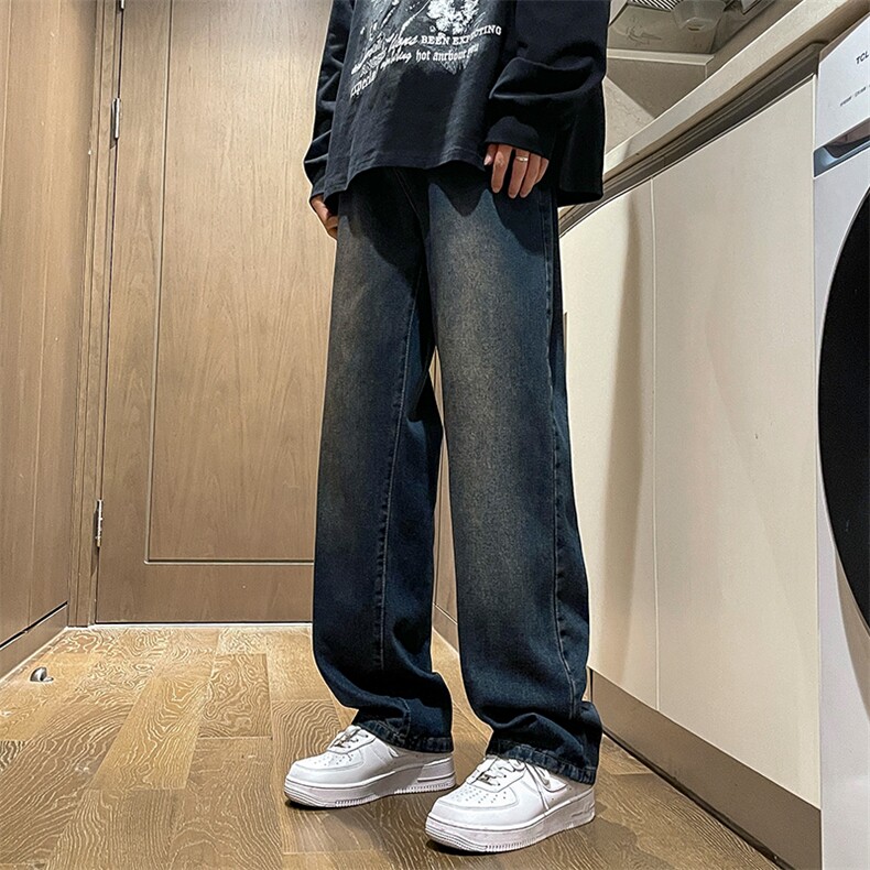 高街复古蓝直筒显瘦牛仔裤K528P55,男装牛仔裤,电商D325