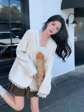 韩系设计感蕾丝边外套女2026年春季新款小个子超好看独特漂亮上衣，女装西装，浙宝128A