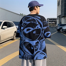 抖音得物供货40支双纱精梳休闲半袖印花短袖T恤男女T7189-P45，男装T恤，电商A441-1