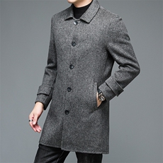 M2201钱塘2020-3双面呢羽绒服人字格精品大衣主推长期款稳定P395，男装毛呢大衣，钱塘207-3