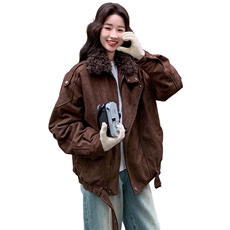 【新品】复古咖色时尚工装夹克派客服2C326-W326-P235-K348，女装派克服，2C326