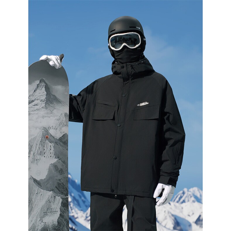 冬款防风防水单板双板保暖加棉加厚连帽滑雪服外套男女HF58-P160，男装棉衣，电商A001-1