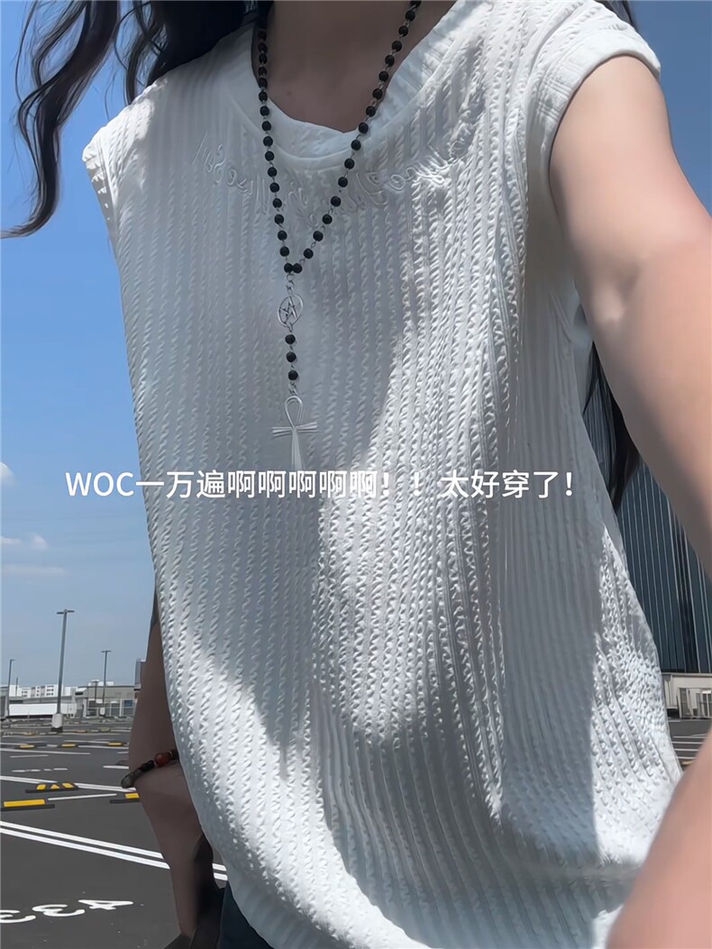 XZ809A/SSS01/特P24/控48美式圆领坎肩万针绣花背心T恤,男装背心/马甲,星座809A(原222-1)