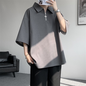 8XL-M半拉链短袖t恤特大码美式高街polo体恤衫翻领半袖DX1215/P35图片