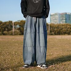 美式裤子ins高街潮古着工装牛仔裤男日系宽松阔腿灯笼裤5040-p40，男装牛仔裤，星座1008
