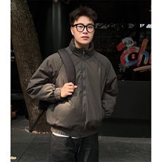 现货美式高街休闲夹克冬季三防立领纯色户外工装加厚棉服外套，男装夹克，电商A486
