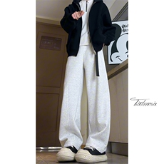 腰带弯刀卫裤男春季宽松直筒阔腿休闲裤子A166-KA5705-特P42控78，男装休闲裤，电商A166
