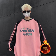 抖音得物供货提供视频秋冬重磅美式宽松织带圆领卫衣07160，男装卫衣，电商A486