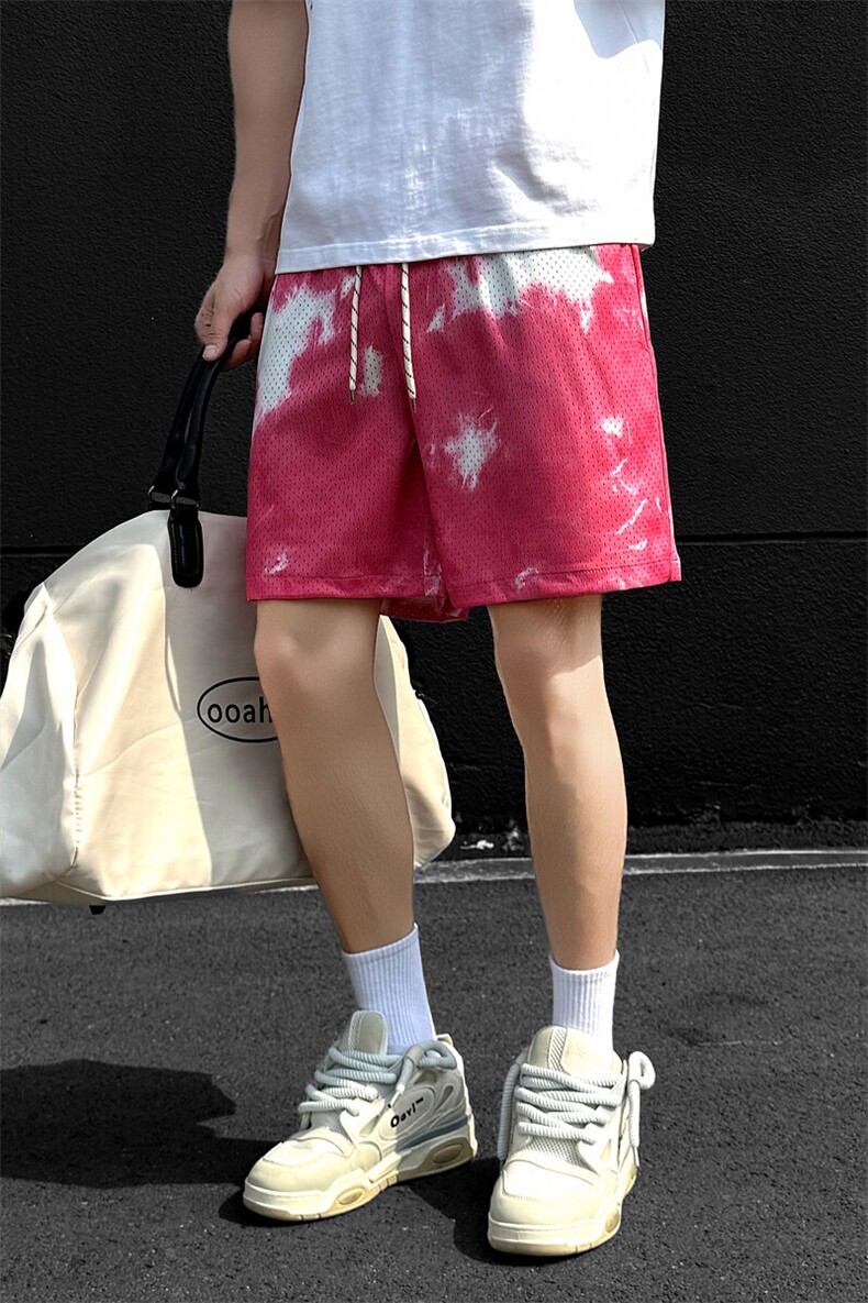 夏季新款潮牌扎染裤子潮流百搭沙滩裤阔腿休闲五分短裤K8717-P27,男装牛仔裤,电商B306