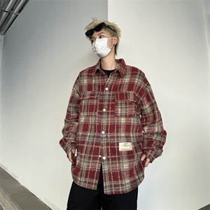 2024新款美式高街格子休闲薄款夹克宽松潮牌痞帅男现货 W8325-P48图片