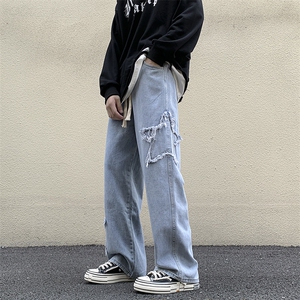 美式高街vibe风裤子潮流牛仔裤男设计感宽松拖地长裤N08822-P43图片