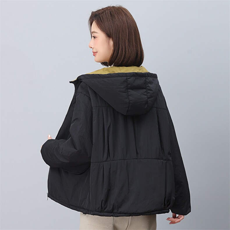 叶笙衣1187拼接撞色连帽加厚短棉衣,女装棉衣/棉服,叶笙衣