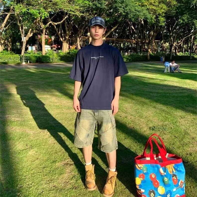【有货】DA323-特P42解构拼接牛仔短裤男美式青少年夏季薄款裤子,男装牛仔裤,星座603-2