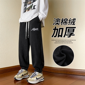 2024冬季新款 木地板 加绒加厚宽松束脚休闲裤运动裤K262-P40控78图片