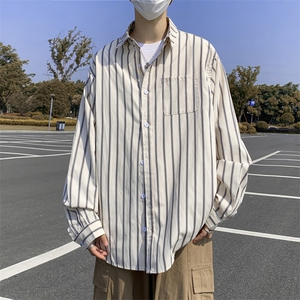 条纹衬衫男长袖韩版潮流文艺帅气2025秋夏季新款ins外套CY399-P37图片