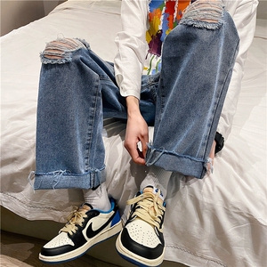 k707-p48-控68  破洞牛仔在高阶宽松大码牛仔裤cityboy图片