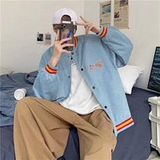 灯芯绒美式棒球服男春秋季大码外套潮流ins韩版潮牌百搭宽松夹克，男装夹克，星座1210-1