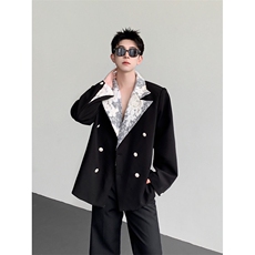 现货25秋冬男士蕾丝拼接雪花扣礼服华丽风西装外套xz168-p168，男装西服，电商B288