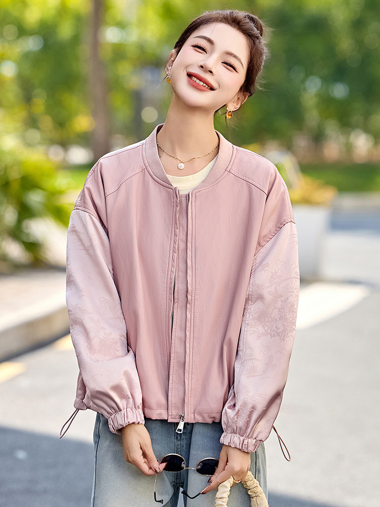 新中式超火皮衣外套女2025春季新款宽松大码机车服夹克现货！现货,女装皮衣,一安秀