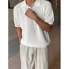 短袖针织POLO衫男士夏季薄款韩系镂空轻熟风翻领透气体恤衫Z95，男装Polo衫，星座1116A-2（原606A-1）