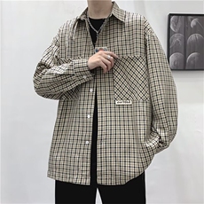 华夫格衬衫外套男春秋新款港风百搭工装长袖男休闲衬衣LS733P40，男装衬衫，星座1013-5