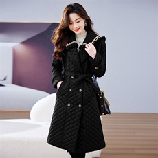 2022冬装新款海军领可脱卸休闲显瘦棉衣长款，女装棉衣/棉服，江南富贵女