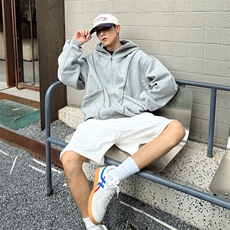 抖音得物高品质秋冬美式高街重磅结构辑明线纹理连帽卫衣外套W111，女装短外套，电商A486-1