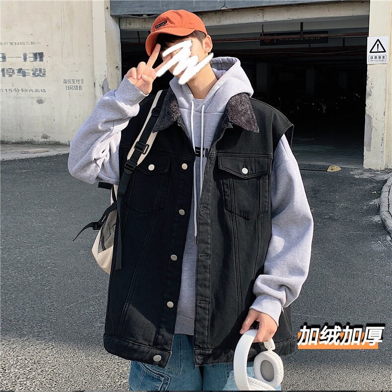 MJ205J-p68-限价98 抖音情侣工装棉马甲男冬季外穿大码羊羔毛图片