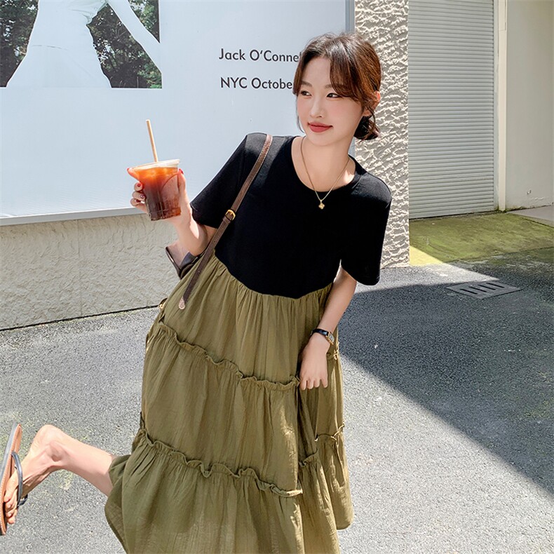 新款现货主推拼接大版连衣裙9823-P125-K168,女装连衣裙,2C129