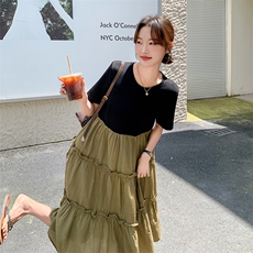 新款现货主推拼接大版连衣裙9823-P125-K168，女装连衣裙，2C129