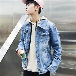 新款秋季牛仔夹克 男士修身复古牛仔外套男韩版牛仔衣 Y503 P65图片