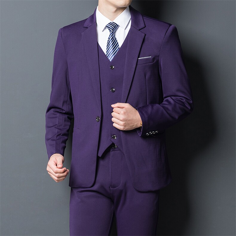 2023春季商务休闲爸爸装时尚纯色西服三件套套装中年装，男装西服套装，电商B212（原钱塘6029）