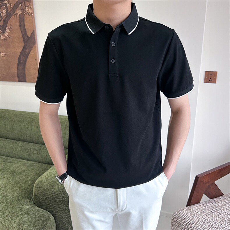 有大货夏季纯色简约男生翻领短袖polo衫轻熟风9203-P40,男装Polo衫,星座1012-1