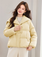 现货2025冬季新款优雅时尚无帽针织领女士保暖加厚羽绒服，女装羽绒服，木子恋
