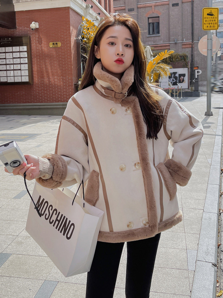 高转化现货25年火焰复合新款皮毛一体外套女182A-8327P190K268,女装皮草,浙宝182A