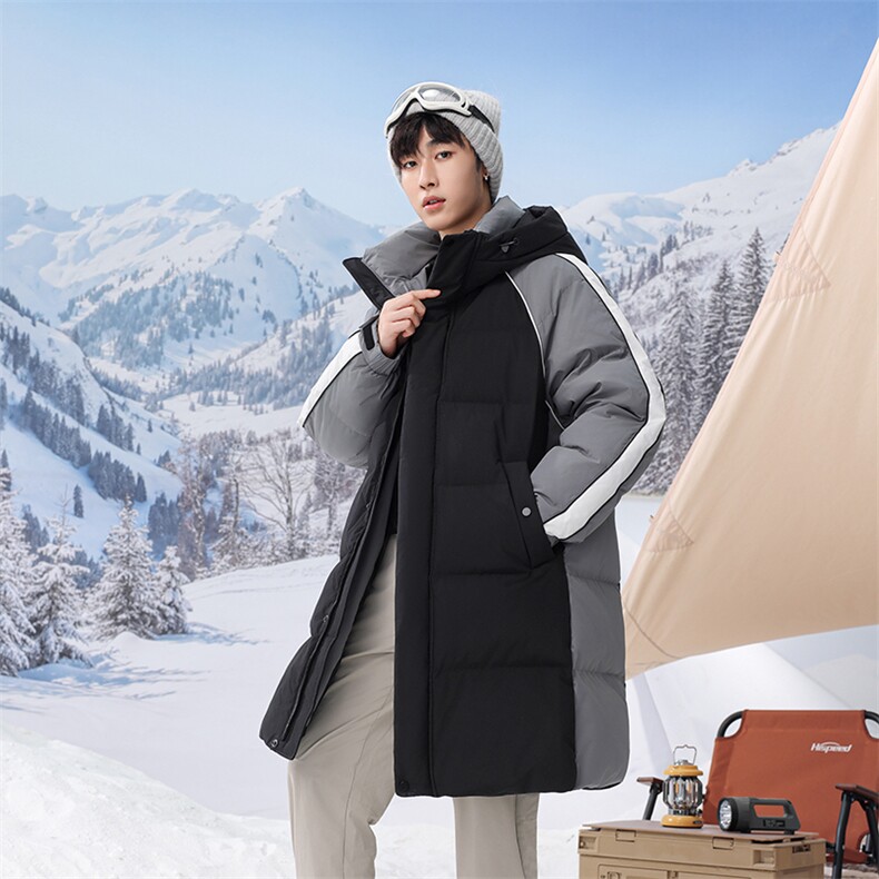 GENIOLAMODE男女羽绒服中长款撞色加厚保暖防寒服潮拼接休闲外套，男装羽绒服，电商A436