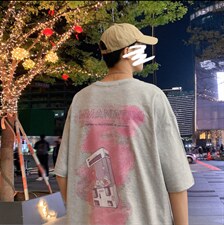 Equality港风潮牌JEW4ROOM韩版潮涂鸦印花短袖男oversize小众衣服，男装T恤，电商A129